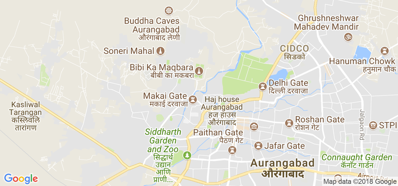 map of the city of Aurangabad