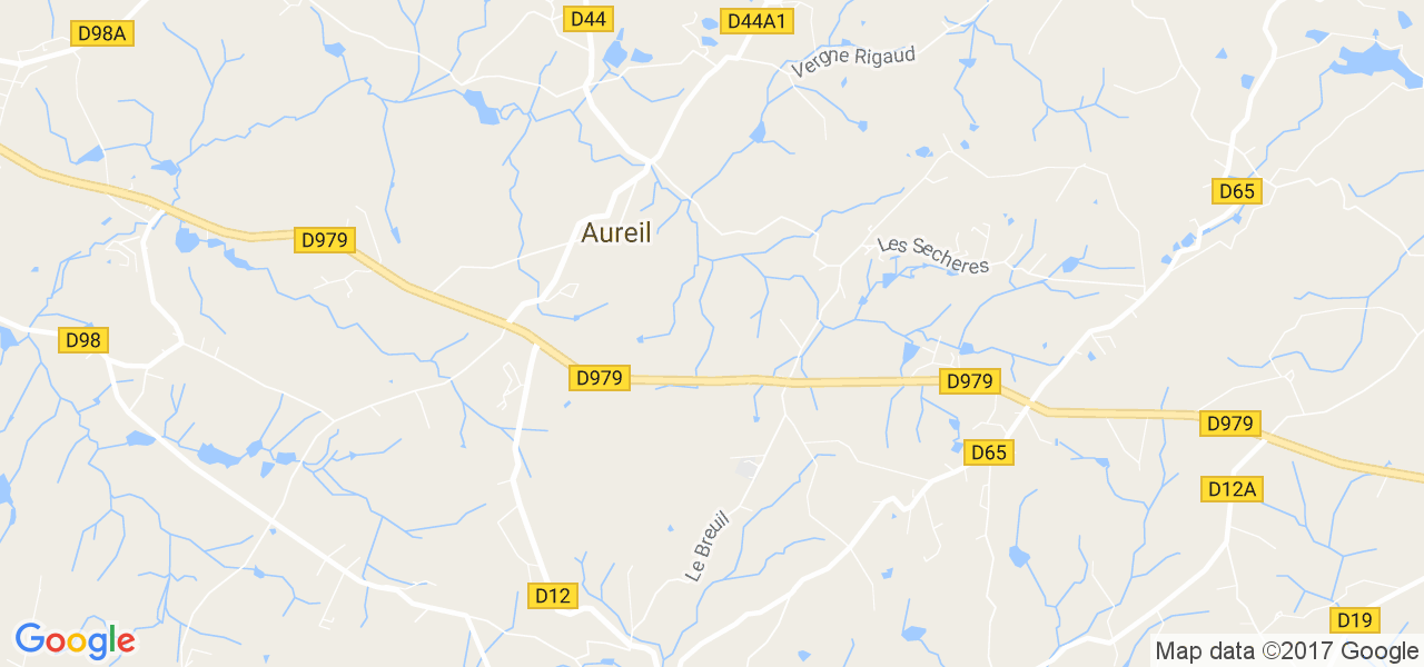 map de la ville de Aureil