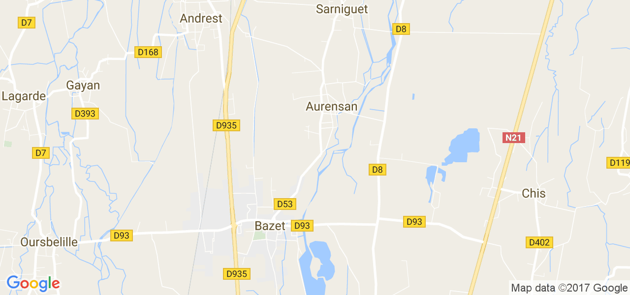 map de la ville de Aurensan