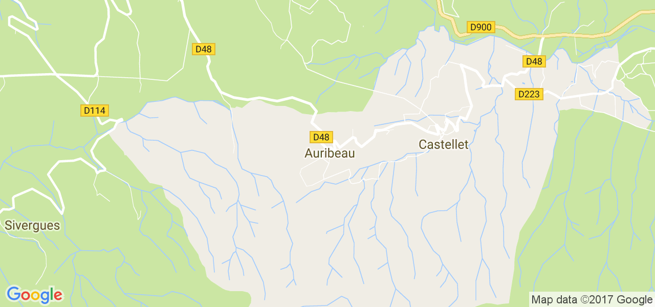 map de la ville de Auribeau