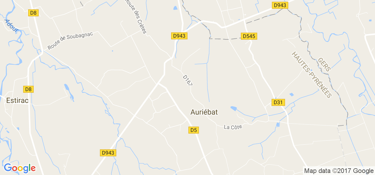 map de la ville de Auriébat