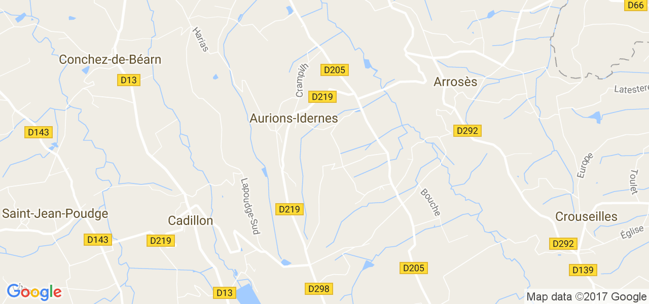 map de la ville de Aurions-Idernes