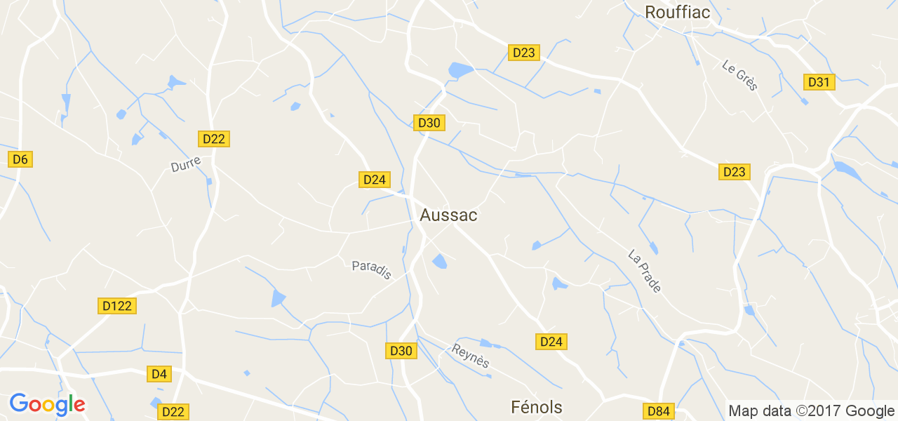 map de la ville de Aussac