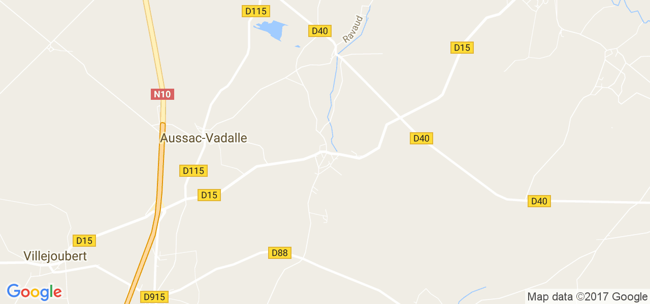 map de la ville de Aussac-Vadalle