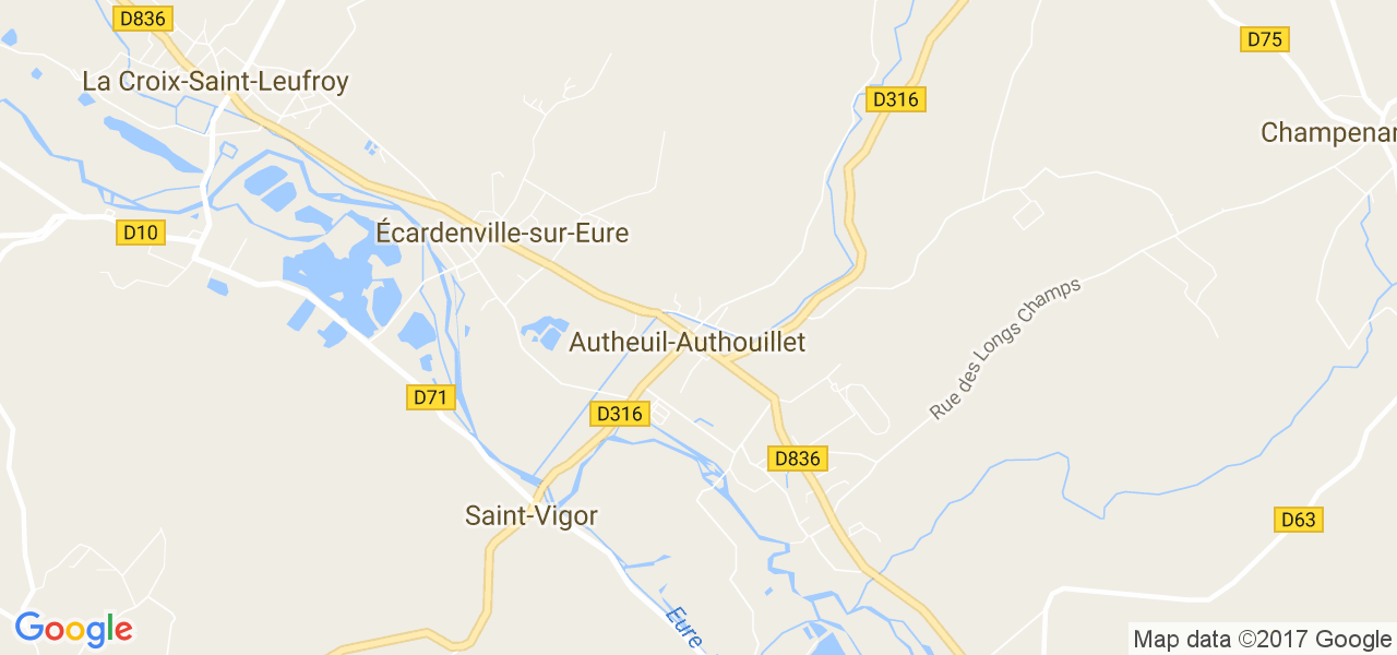 map de la ville de Autheuil-Authouillet