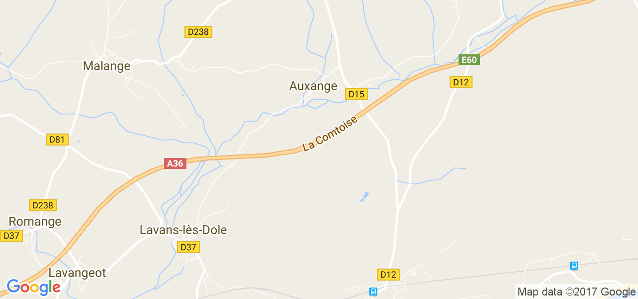 map de la ville de Auxange