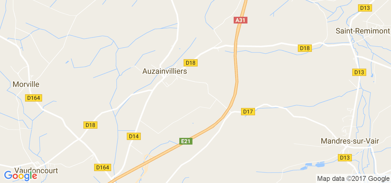 map de la ville de Auzainvilliers