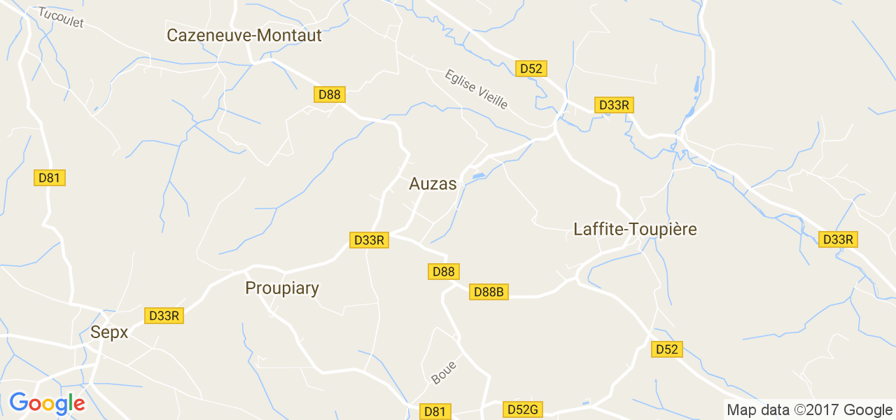 map de la ville de Auzas