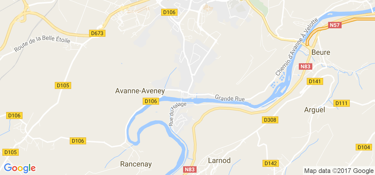 map de la ville de Avanne-Aveney