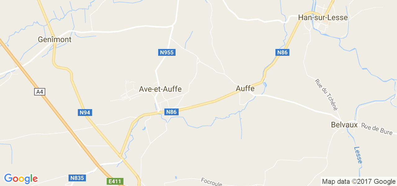 map de la ville de Ave-Et-Auffe