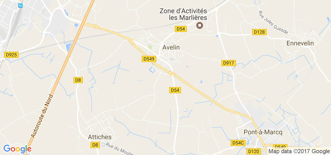 map de la ville de Avelin