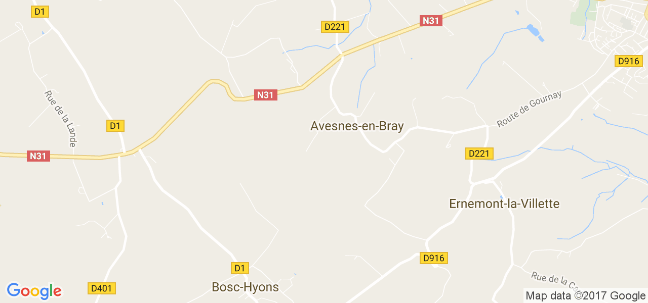 map de la ville de Avesnes-en-Bray