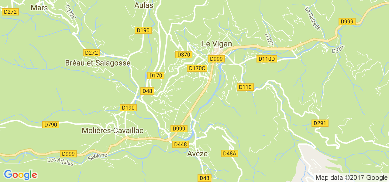 map de la ville de Avèze