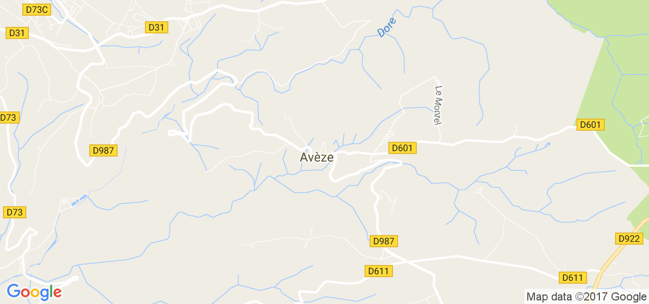 map de la ville de Avèze