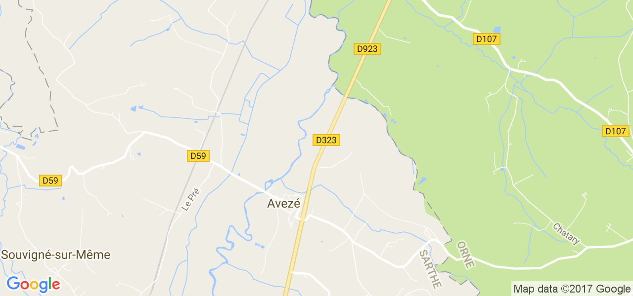 map de la ville de Avèze