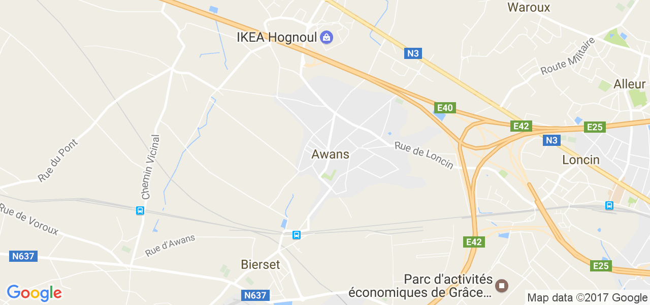 map de la ville de Awans