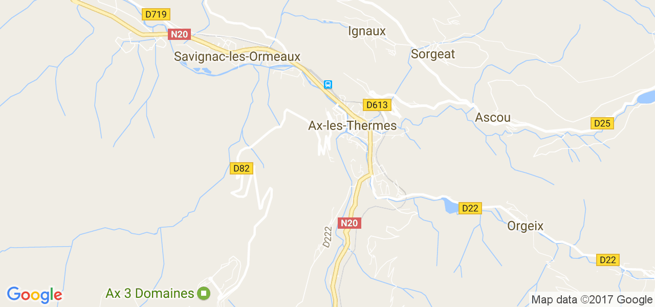 map de la ville de Ax-les-Thermes