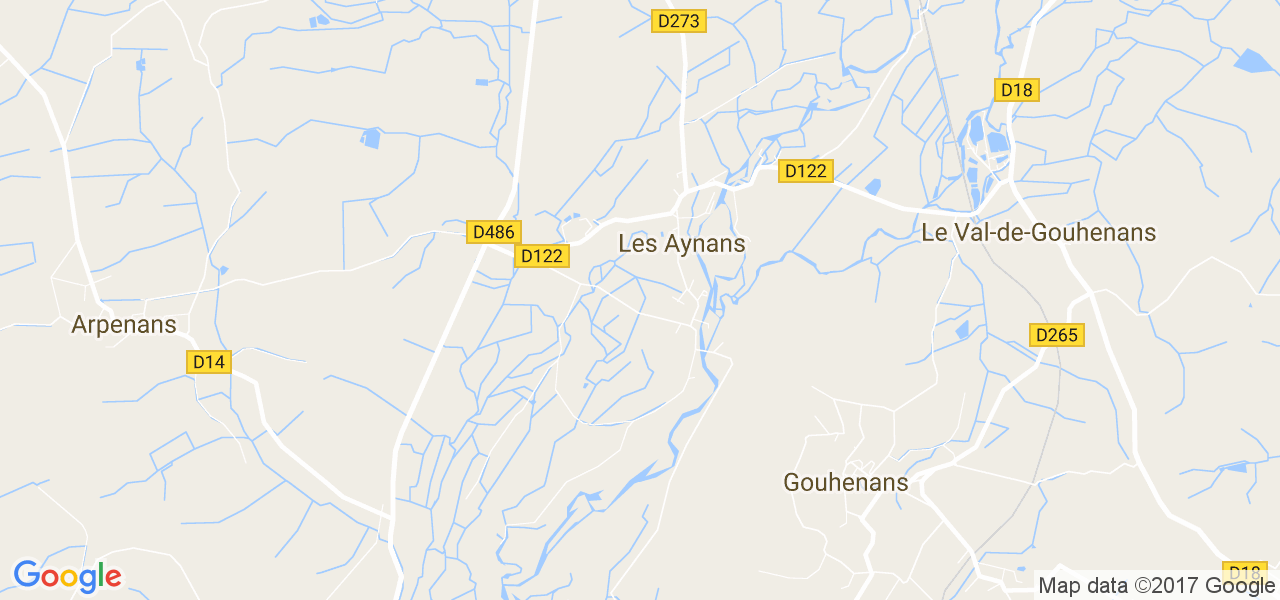 map de la ville de Aynans