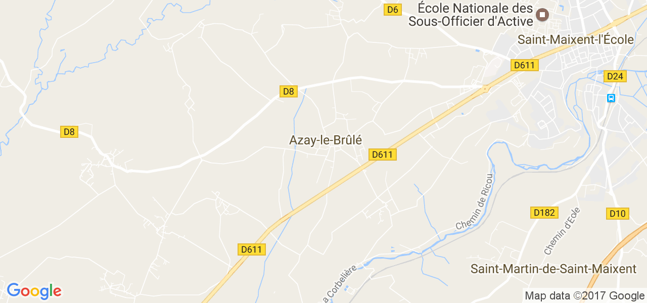 map de la ville de Azay-le-Brûlé