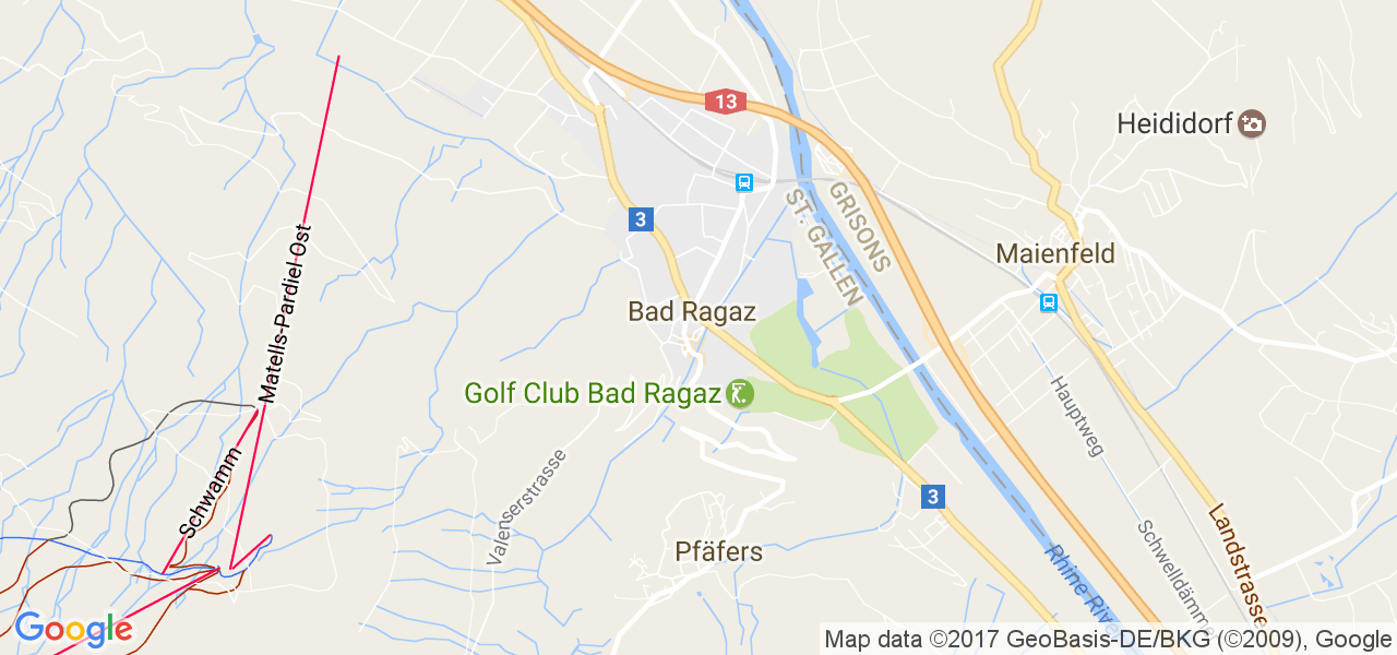 map de la ville de Bad Ragaz