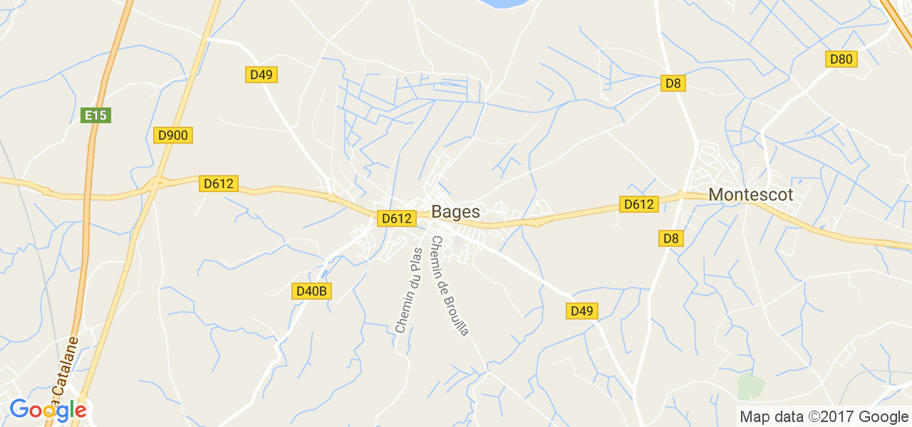 map de la ville de Bages