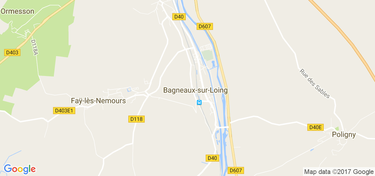 map de la ville de Bagneaux-sur-Loing