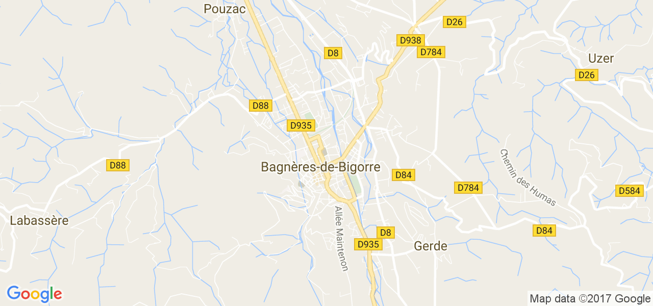 map de la ville de Bagnères-de-Bigorre