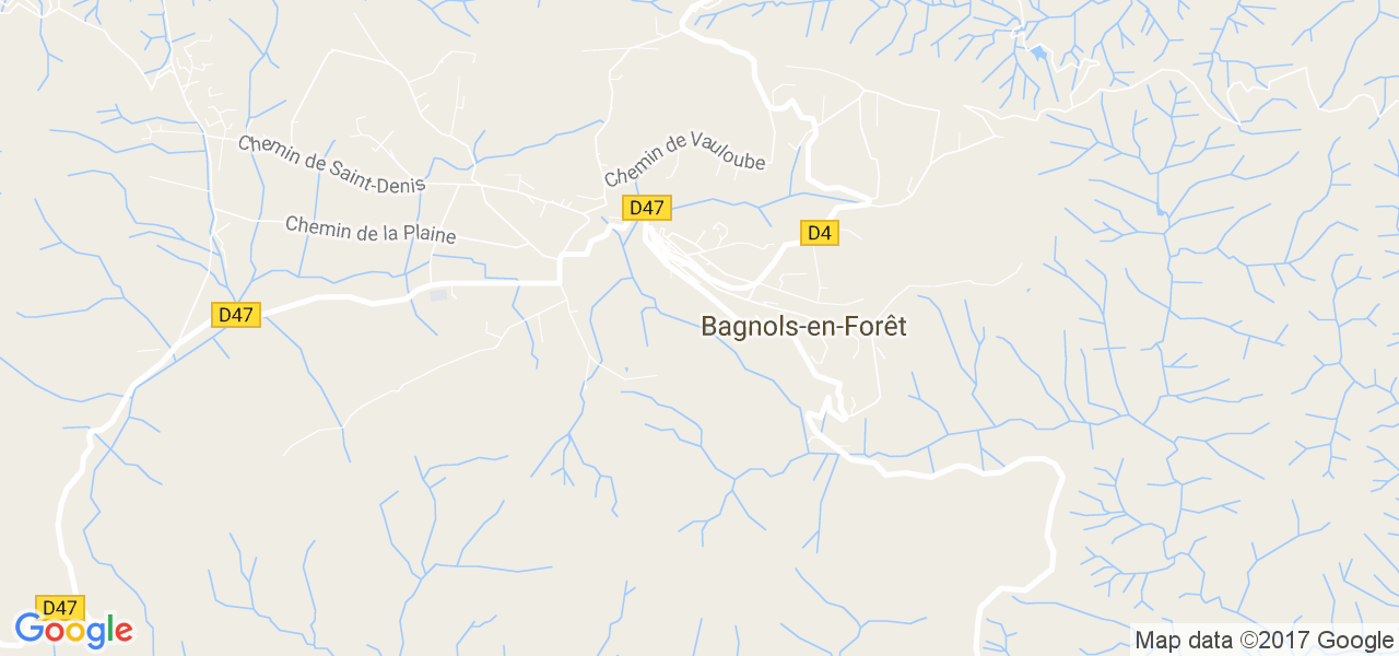 map de la ville de Bagnols-en-Forêt