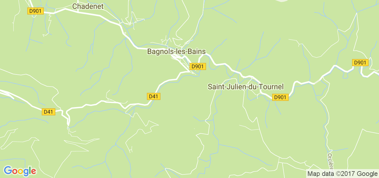 map de la ville de Bagnols-les-Bains