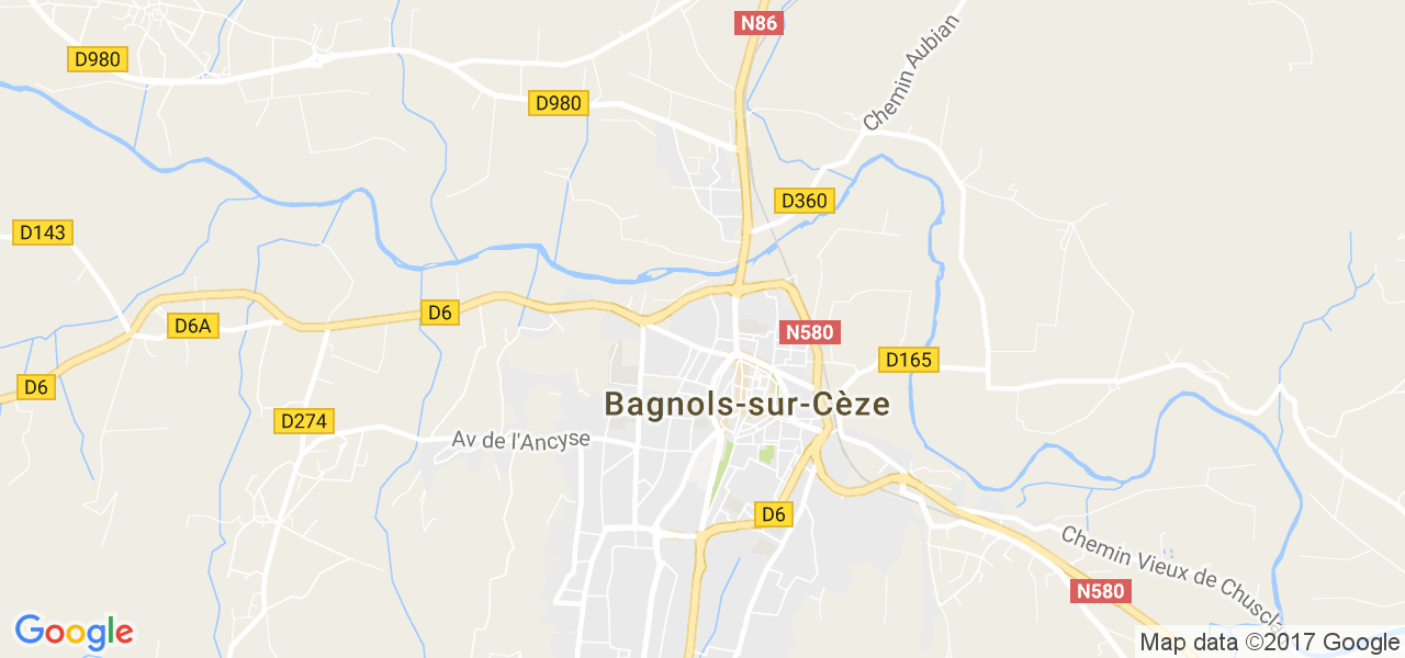 map de la ville de Bagnols-sur-Cèze