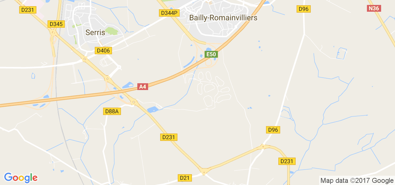 map de la ville de Bailly-Romainvilliers