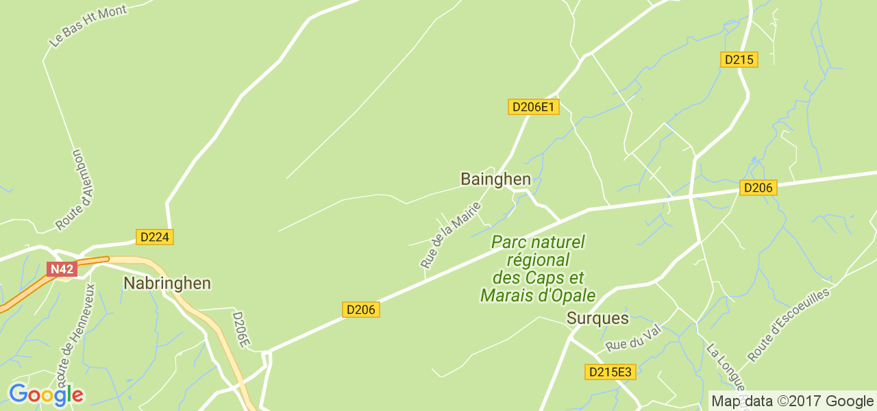 map de la ville de Bainghen