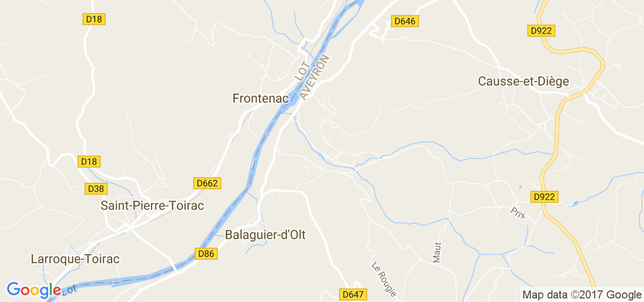 map de la ville de Balaguier-d'Olt