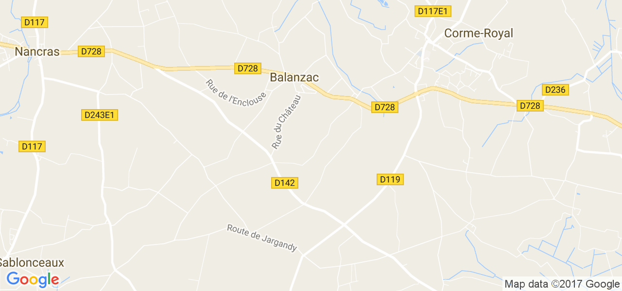 map de la ville de Balanzac