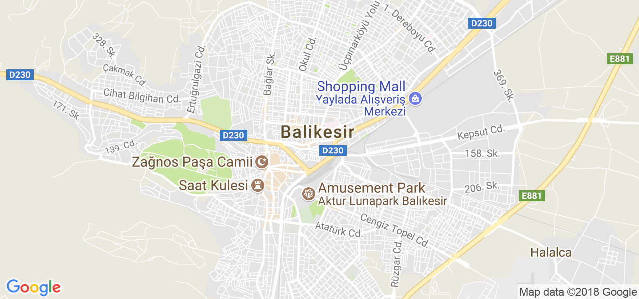 map of the city of Balikesir