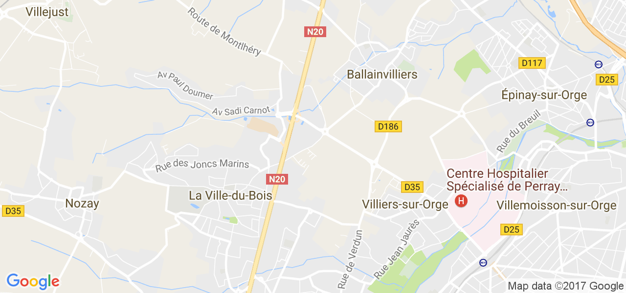 map de la ville de Ballainvilliers