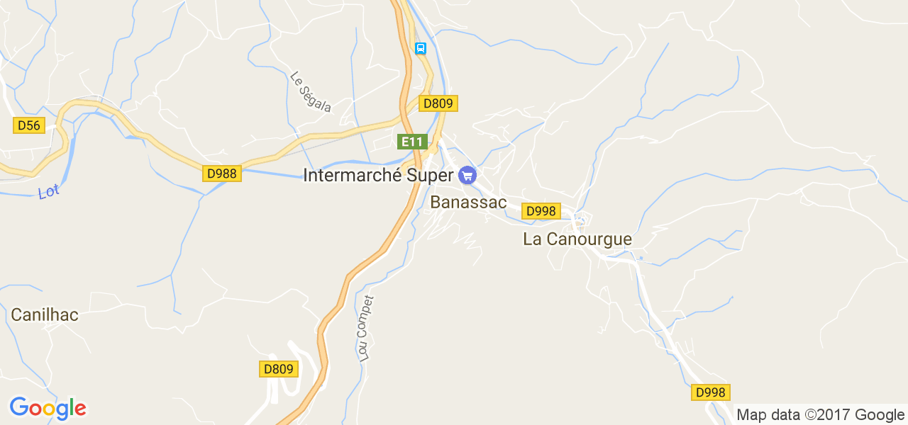 map de la ville de Banassac