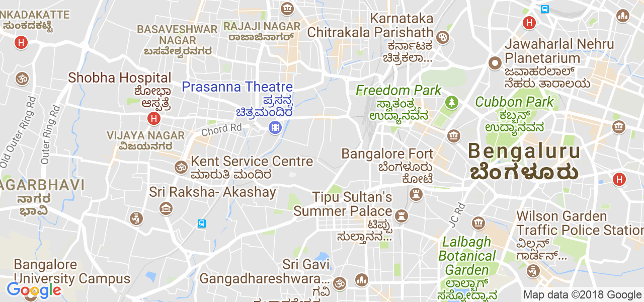 map of the city of Bangalore