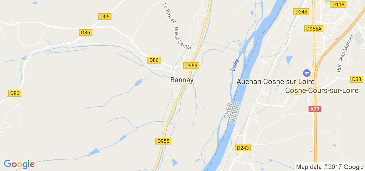 map de la ville de Bannay