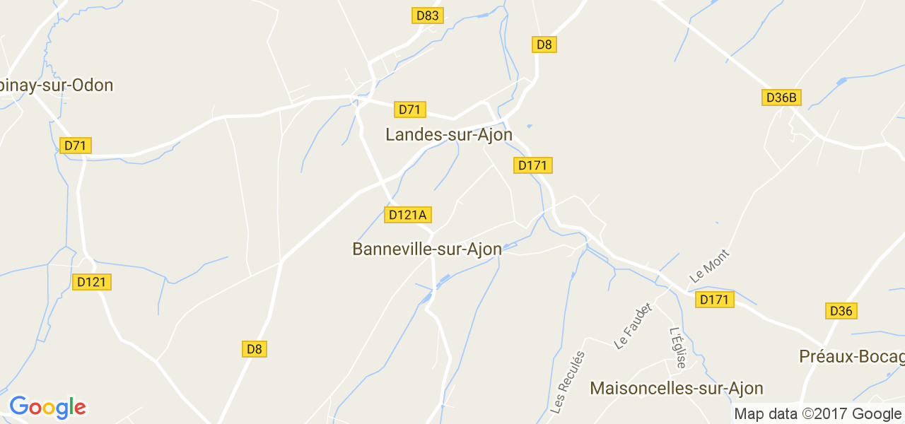 map de la ville de Banneville-sur-Ajon