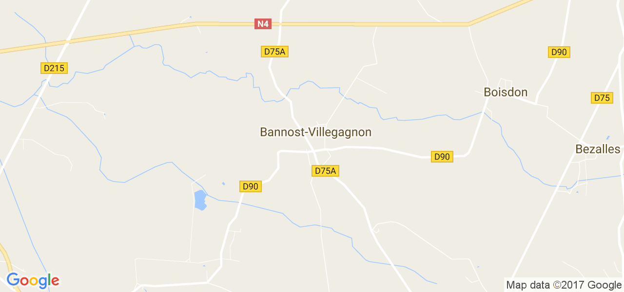 map de la ville de Bannost-Villegagnon