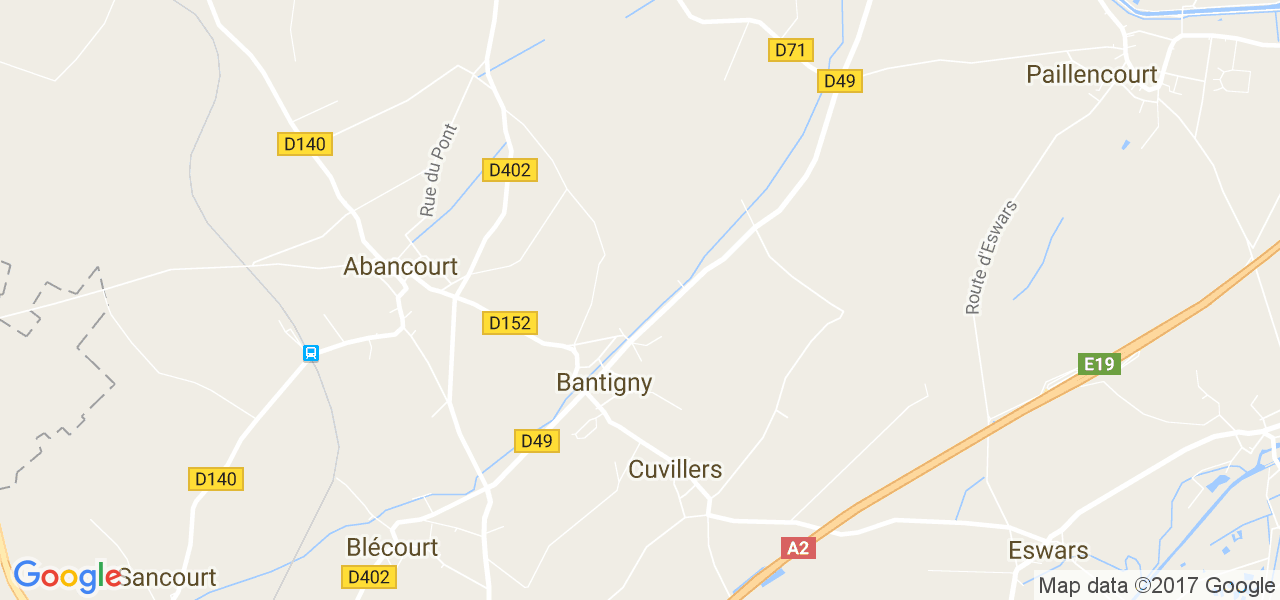 map de la ville de Bantigny