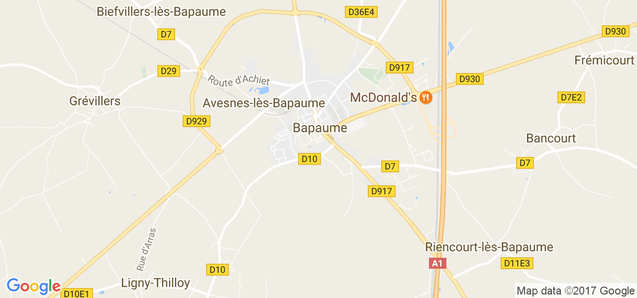 map de la ville de Bapaume