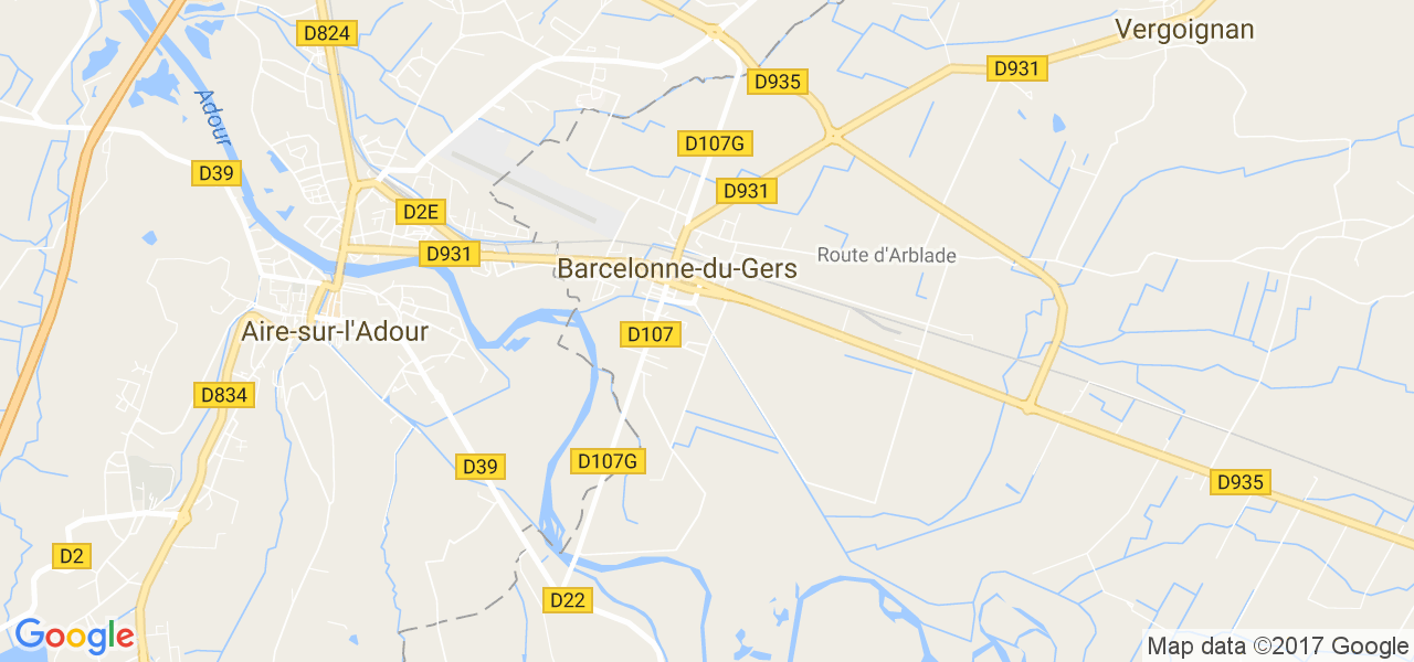 map de la ville de Barcelonne-du-Gers