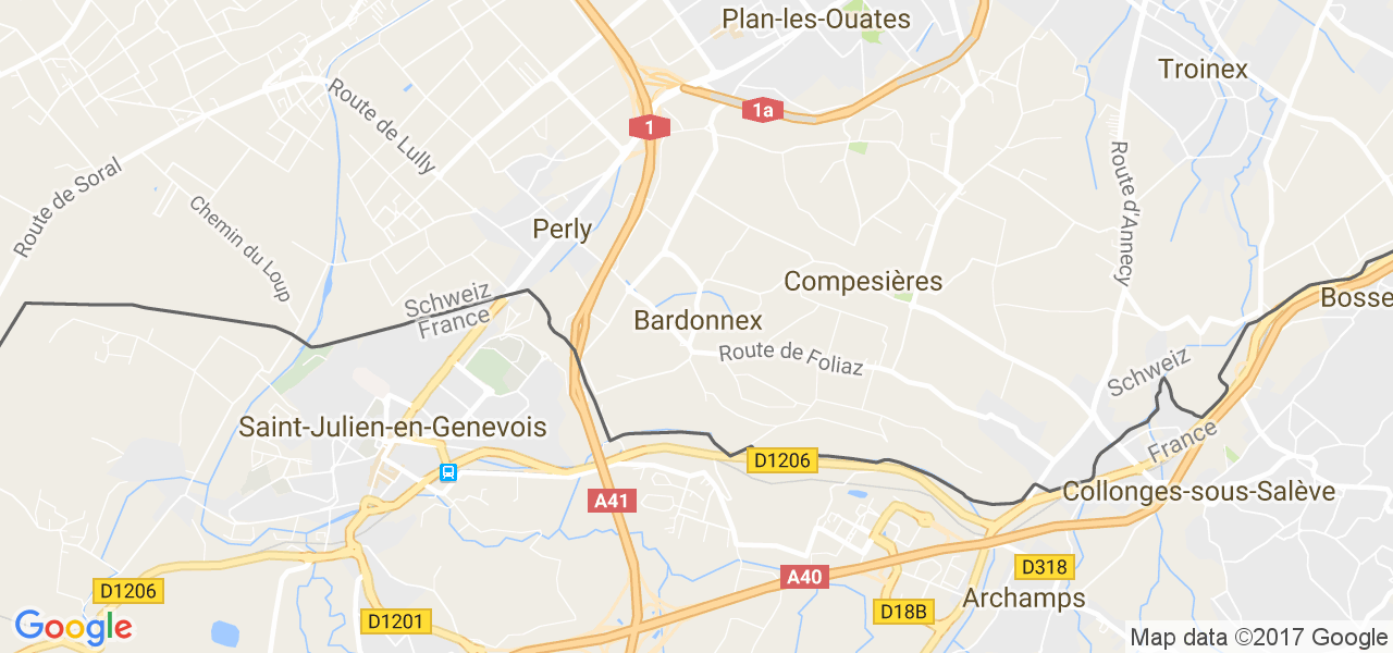 map de la ville de Bardonnex