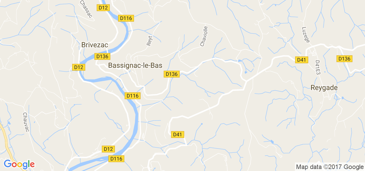 map de la ville de Bassignac-le-Bas