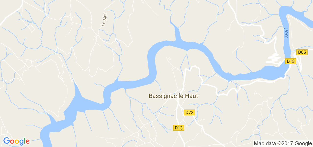 map de la ville de Bassignac-le-Haut