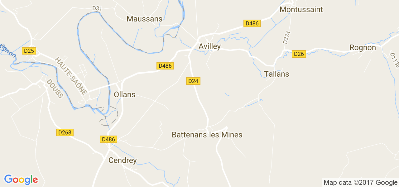 map de la ville de Battenans-les-Mines