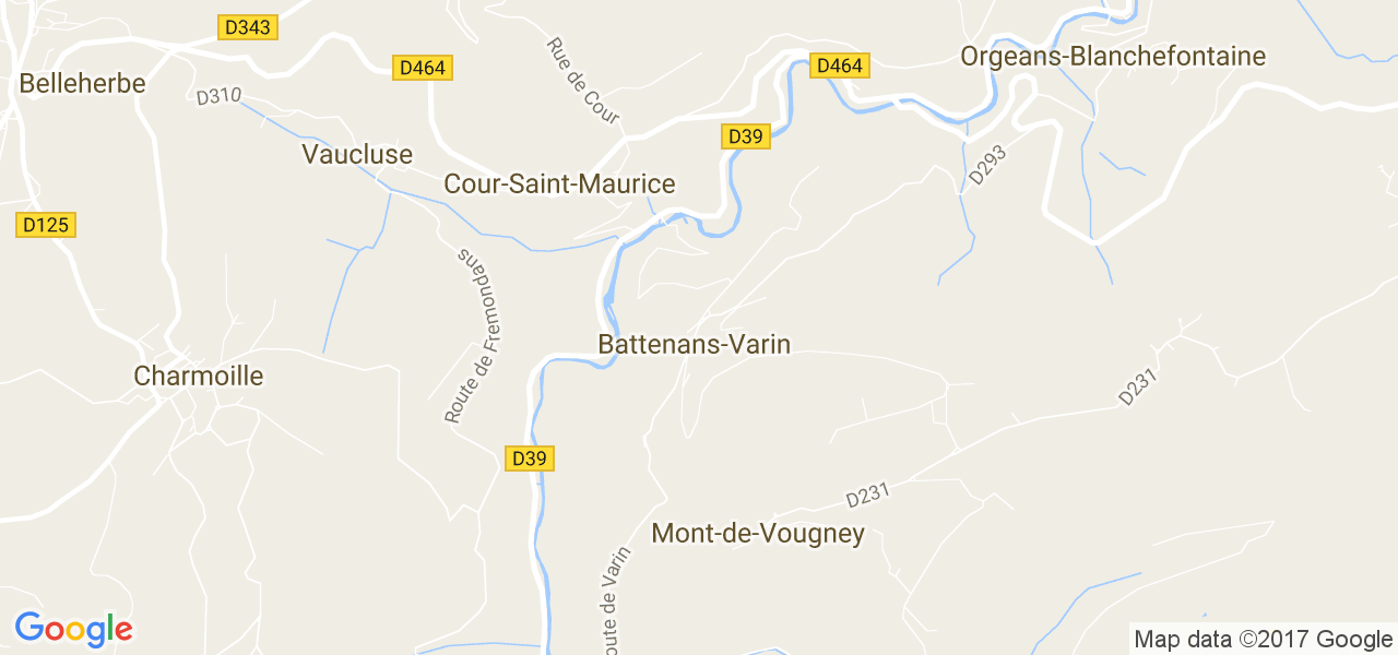 map de la ville de Battenans-Varin