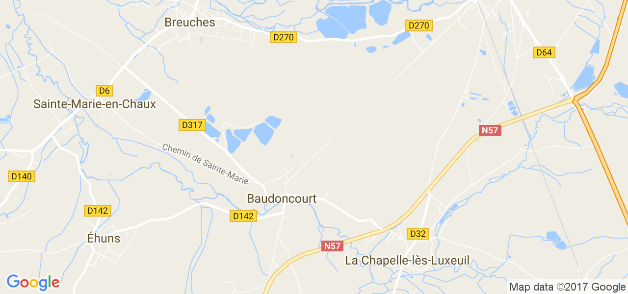 map de la ville de Baudoncourt